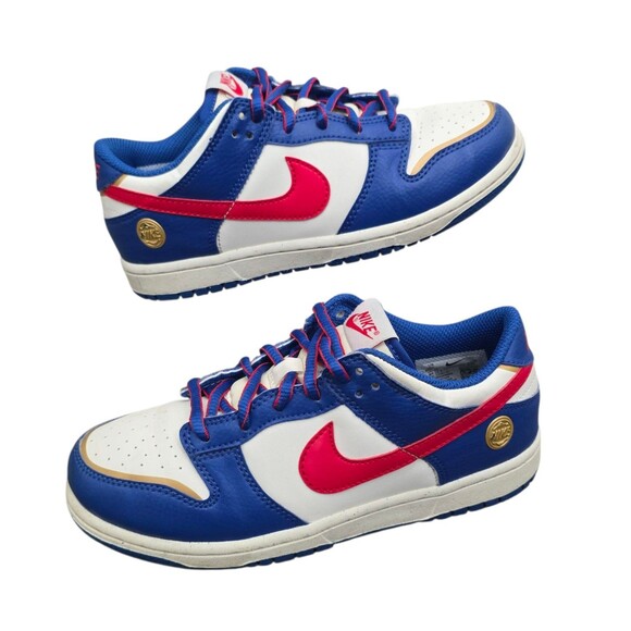 Nike Dunk Low White Royal Red  FD0673-400 Toddler Shoes Sneakers Youth Size 3Y - Picture 1 of 12